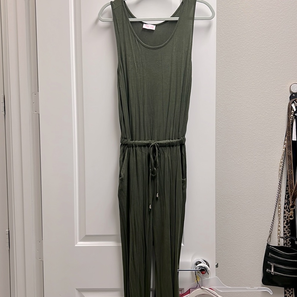 Pink Lily - Dark Green Cotton Jumpsuit